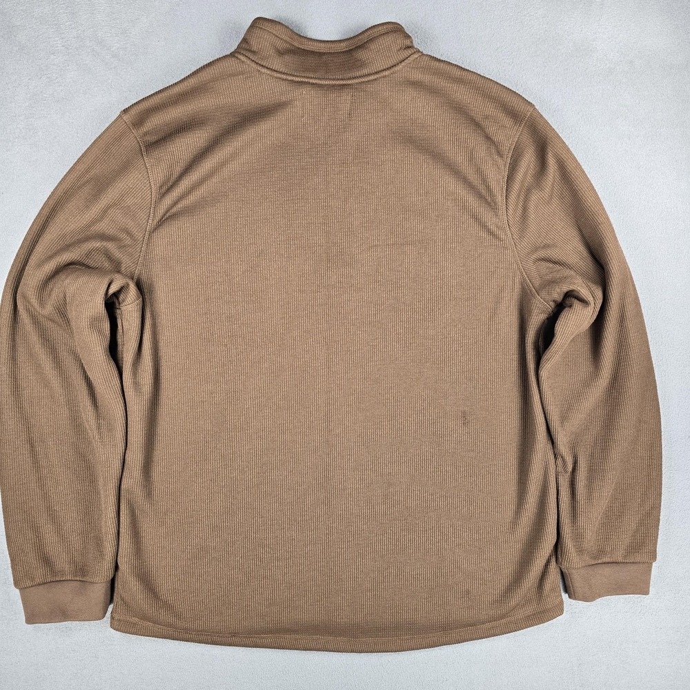 BC Clothing Heritage Sweater Mens 2XL Brown Waffle Knit Sherpa Lined Quarter Zip - Picture 14 of 14